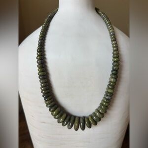 Jay King Olive Green Graduated Stone Bead Necklace (P)